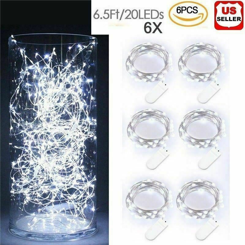 6x 20 LED 2m Waterproof LED MICRO Silver Copper Wire String Fairy Lights Decor gallery