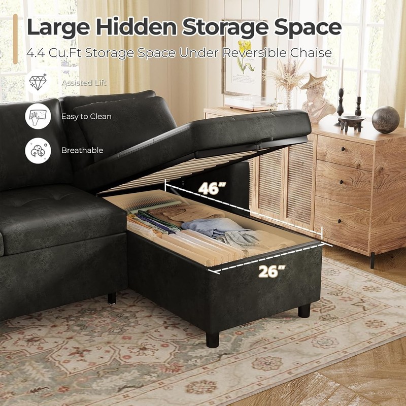 3 in 1 Pull Out Sofa Bed Sleeper Sofa with Storage Chair Sectional L Shape Couch gallery