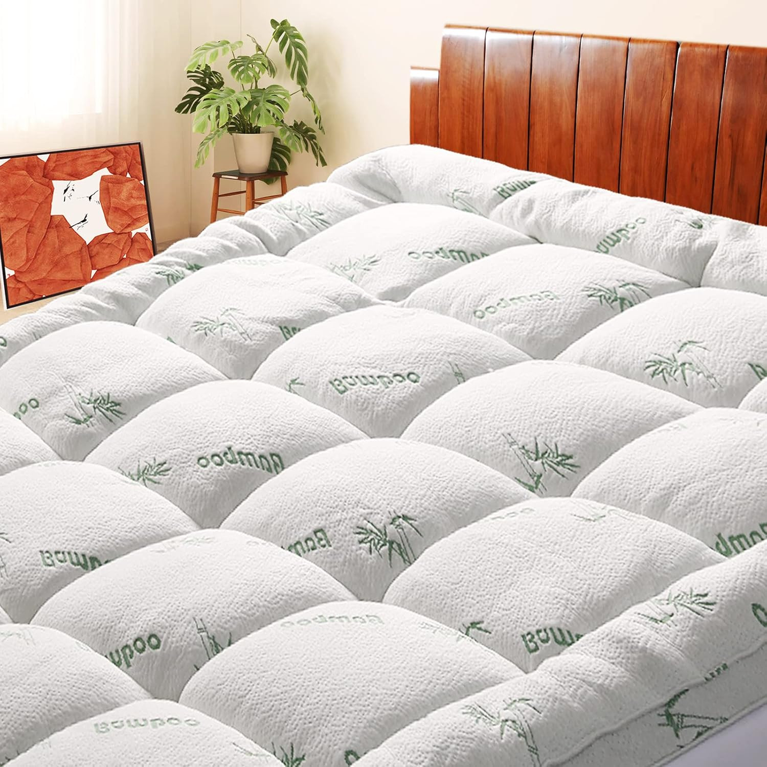 Mattress Topper Twin Size, Cooling Extra Thick Breathable Viscose Made from Bamb gallery