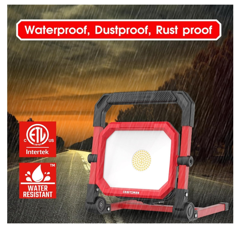 CRAFTSMAN 4500LM 46W LED Work Light, Wet Rated, 450W Equivalent, 5ft Cord - NEW gallery
