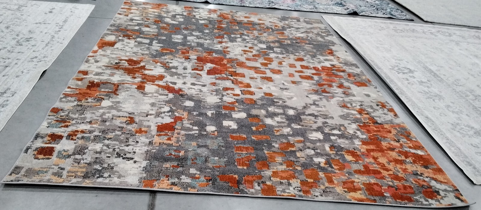 GREY / ORANGE 9' X 12' Damaged Binding Rug, Reduced Price 1172750350 MAD425H-9 gallery