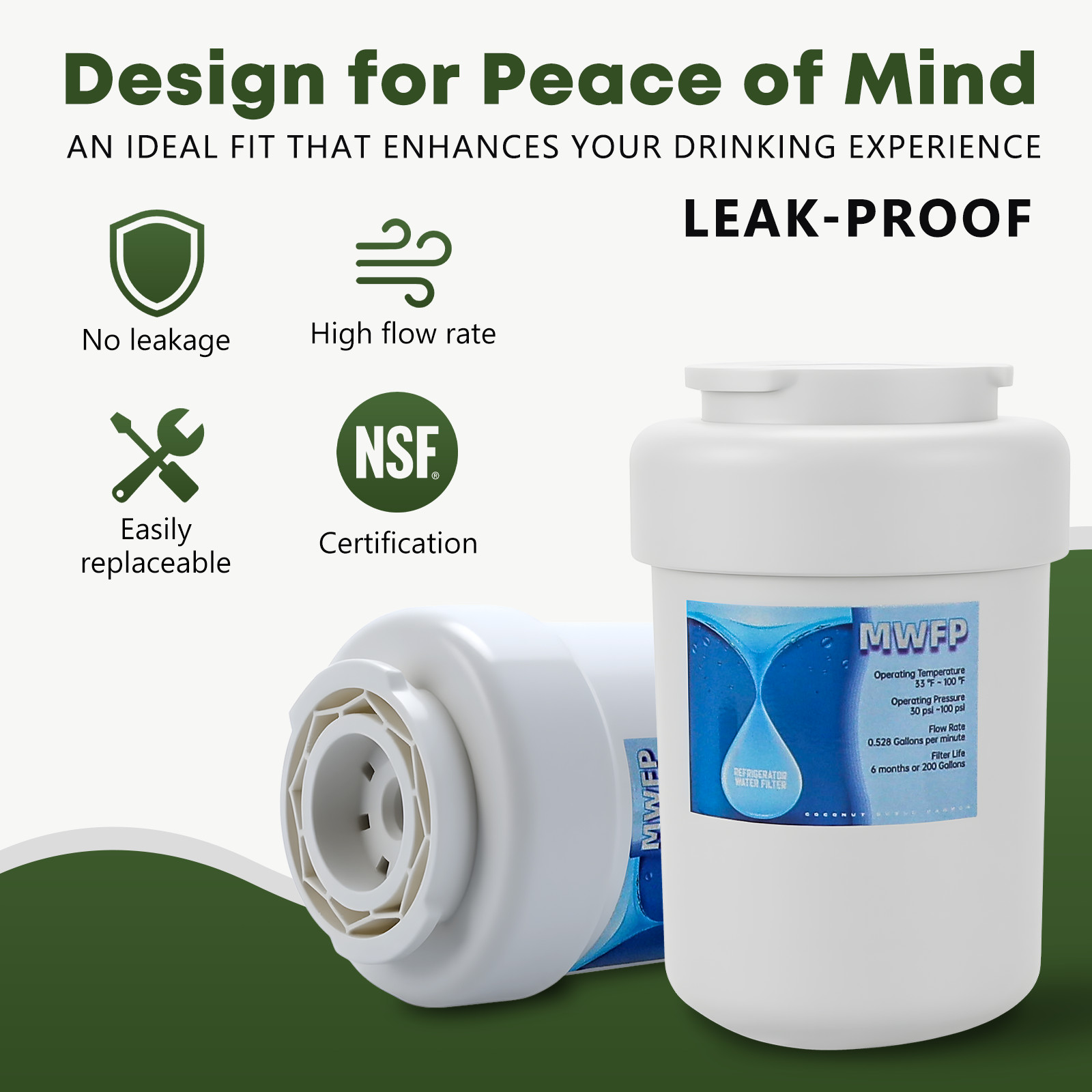 MWFP Refrigerator Water Filter Replacement for GE MWF MWFP GWF 46-9991, 46-9996 gallery
