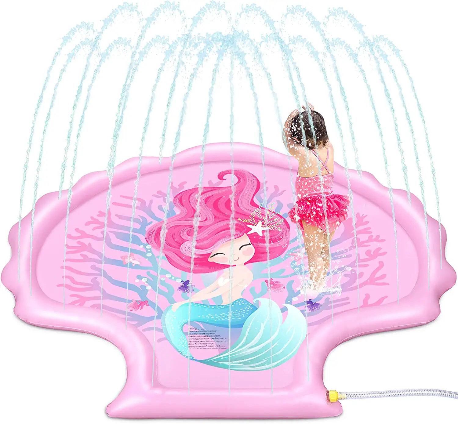 Pink Mermaid Blue Shark Sprinkler Splash Play Pad Kids Large Splash Pool 68" 70" gallery