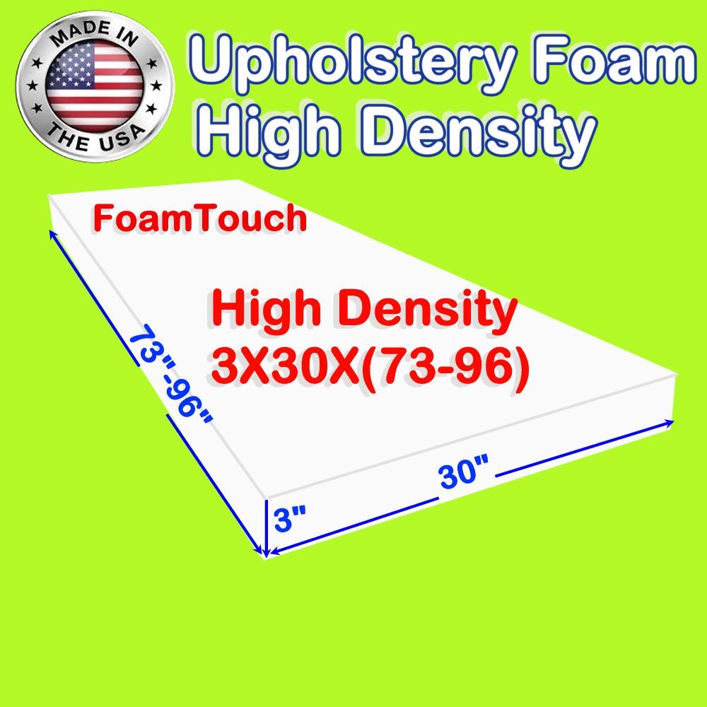 High Density #FoamTouch Upholstery Foam size 3" X 30" X (73-96)" Custom Cut gallery