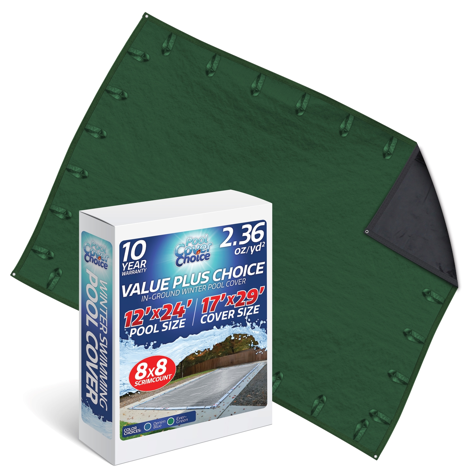 PoolCoverChoice Winter Swimming Pool Cover for 12 ft x 24 ft Rectangular Pool gallery