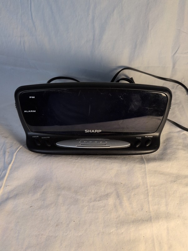 Sharp SPC1221XF Digital Alarm Clock Large Blue LED Display Black Tested Working gallery