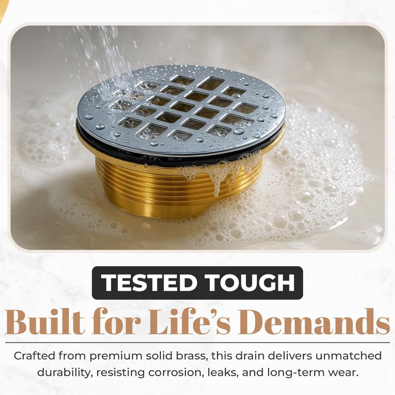 Solid Brass No-Caulk Compression Shower Stall Flange for 2" Drain Pipe with 4-1/ gallery
