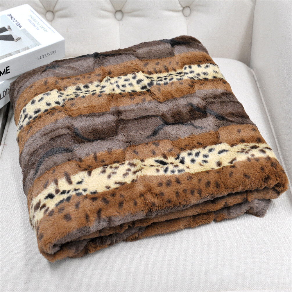 Animal Print Double Sided Faux Fur Throw Blanket Heavy Warm Soft for Adults Gift gallery