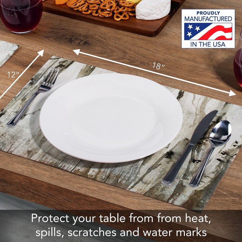 Neutral Birch Trees 4-Pack Poly-Cotton Blend Placemats Manufactured in The USA gallery