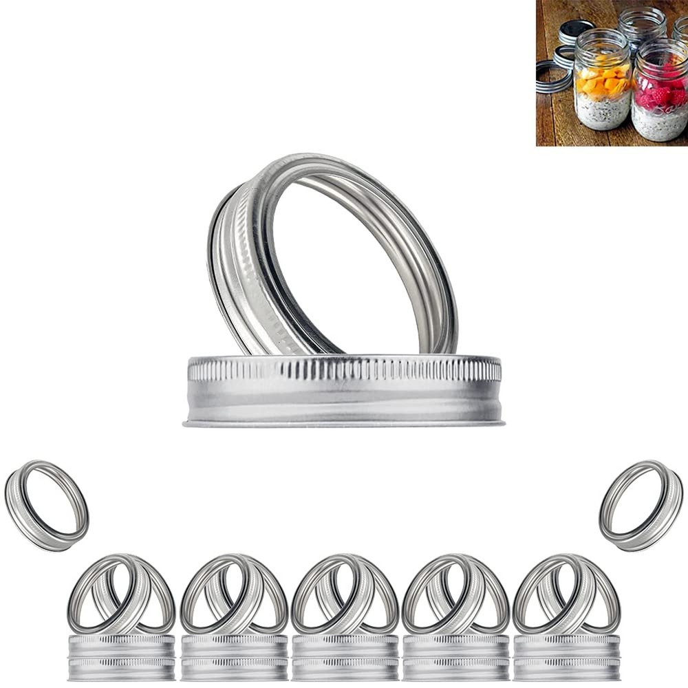 20pcs Rust Resistant Silver Mason Jar Replacement Rings, 87mm Wide Mouth Band...