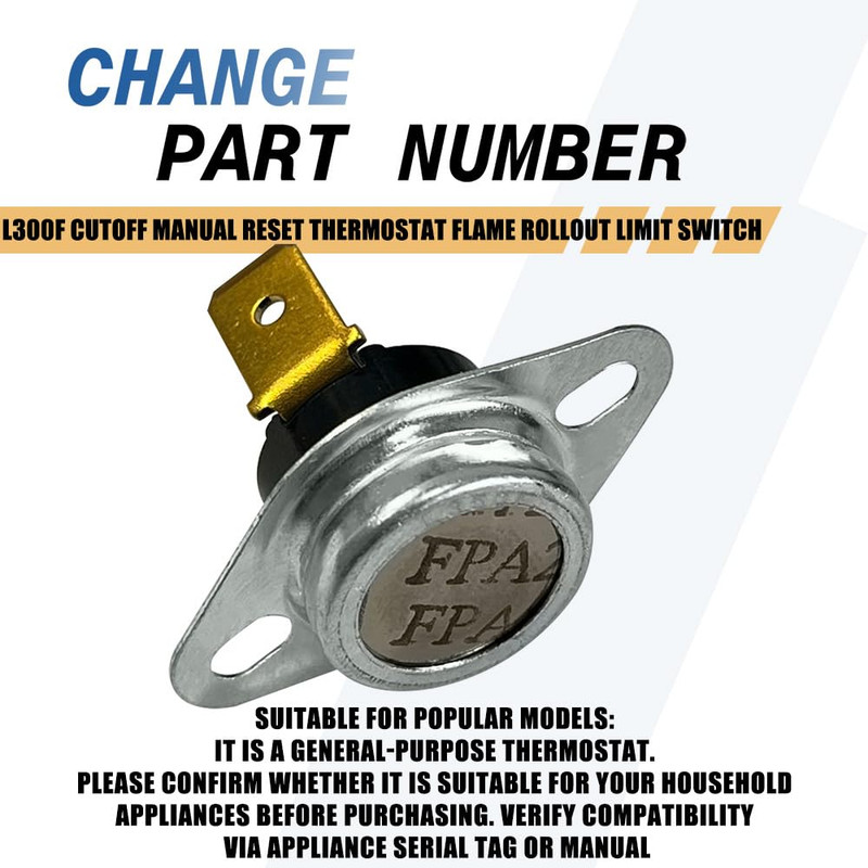 3-Pack L300F Cutoff Manual Reset Thermostat Flame Rollout Limit Switch 36TX16 61 gallery