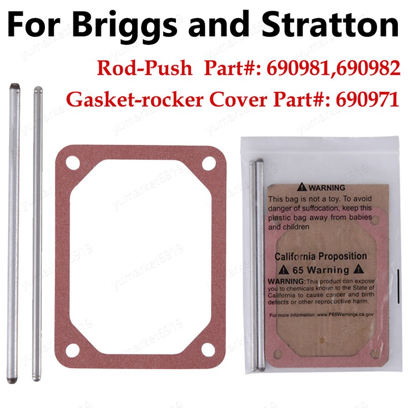 2PCS For Briggs & Stratton Push Rod Set &Valve Cover Gasket 690981 690982 690971 gallery