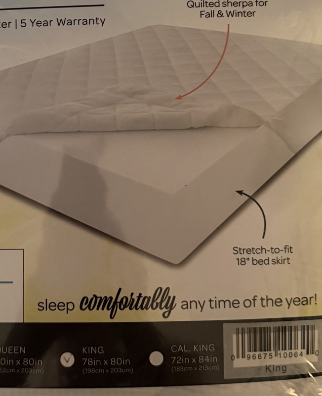 SensorPEDIC All Seasons Reversible Mattress Pad King size $61 in store gallery