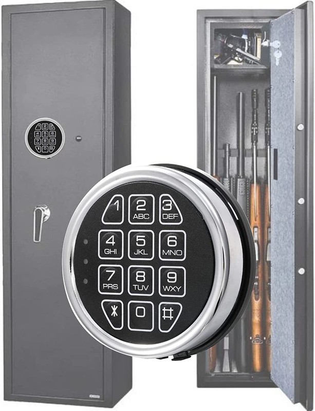 Gun Safe lock Replacement Chrome Keypad with Solenoid Lock & 2 Override Keys gallery
