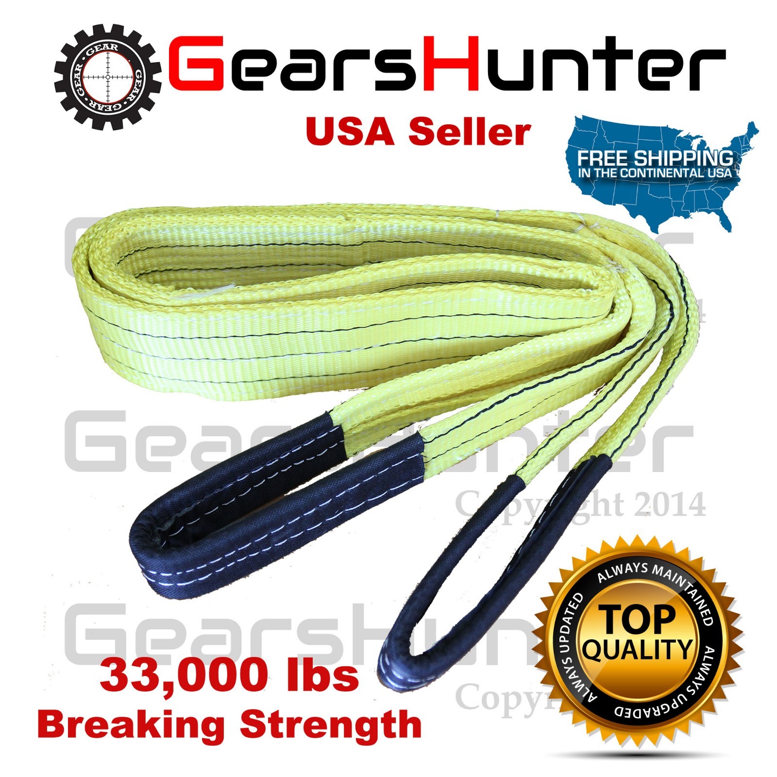 3" (Various Length) 2-Ply Nylon Web Sling Lift Tow Strap Heavy Duty 33000 LBS gallery