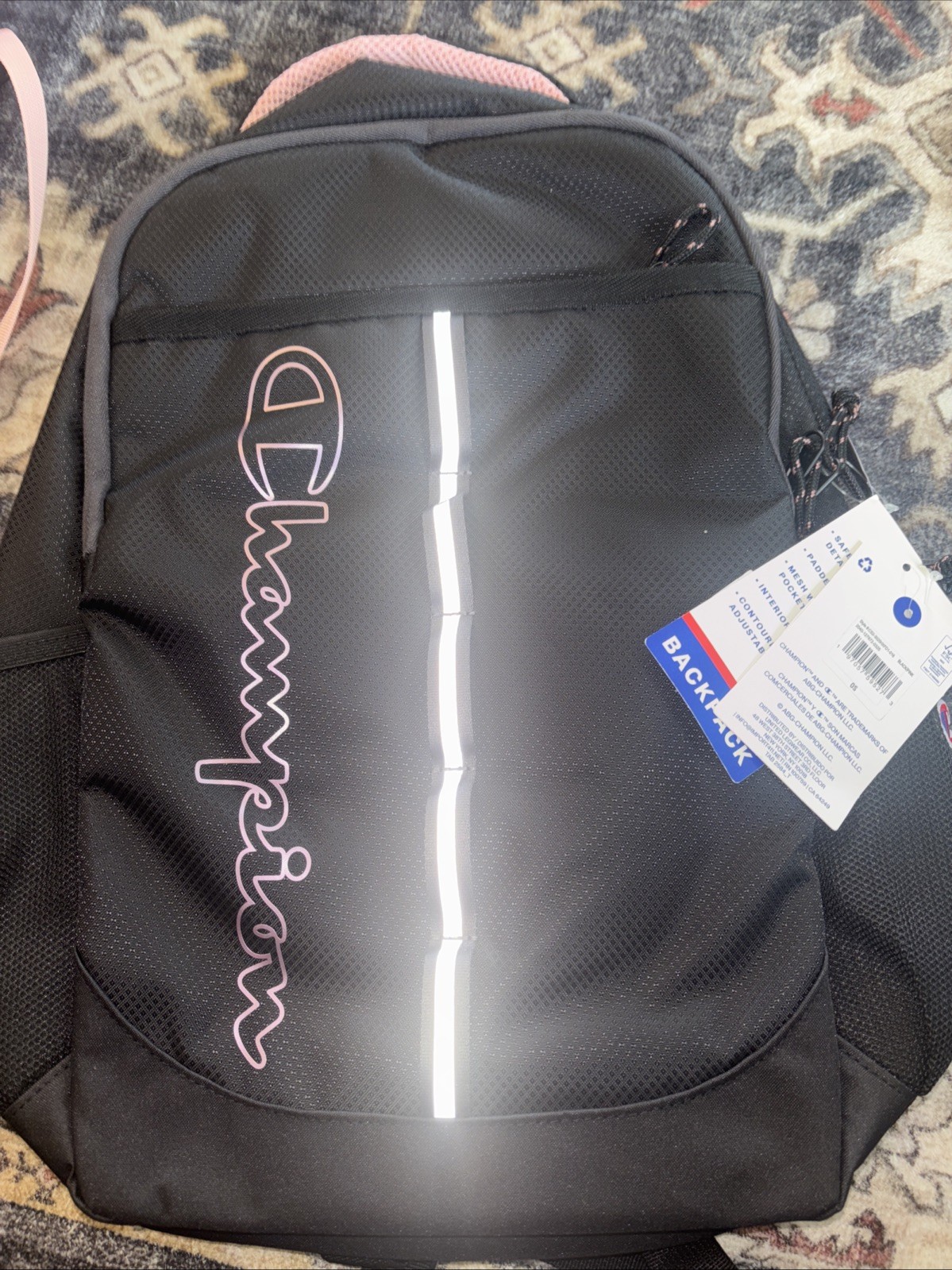 Champion Center Backpack -black Gray Pink