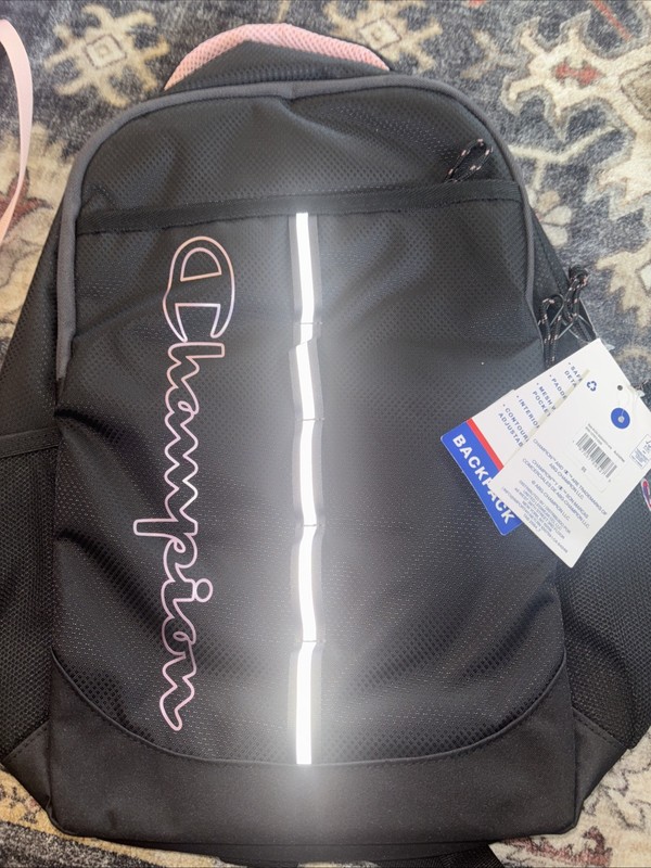Champion Center Backpack -black Gray Pink