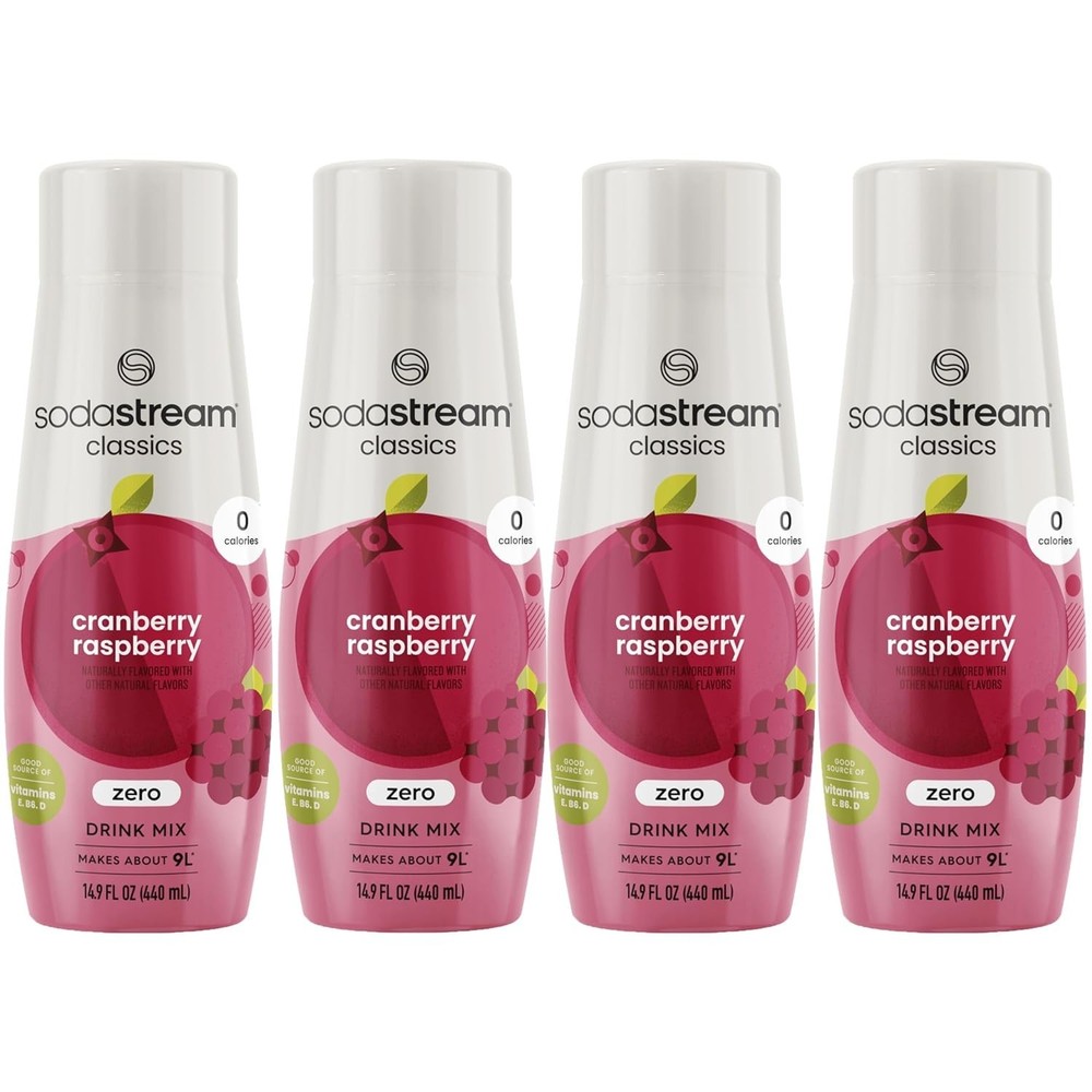 Refreshing Cranberry Raspberry Zero Calories 440ml Sparkling Mix - 4 Bottles