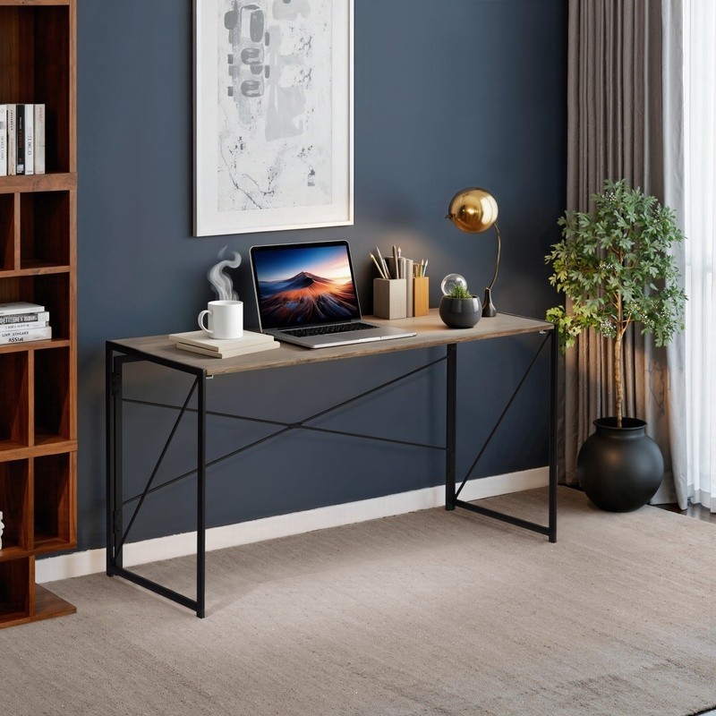 55 Inch Folding Table Home Office Study Room Durable Space Saving Workstation US gallery