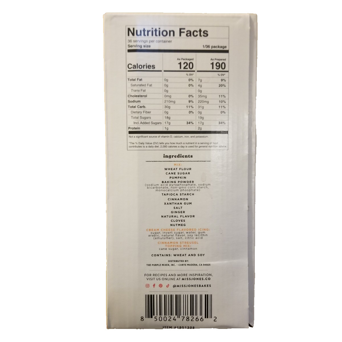 NEW Miss Jones Pumpkin Bread / Muffin Mix (3) 15 Ounce Bags Expiration 07/2027 gallery