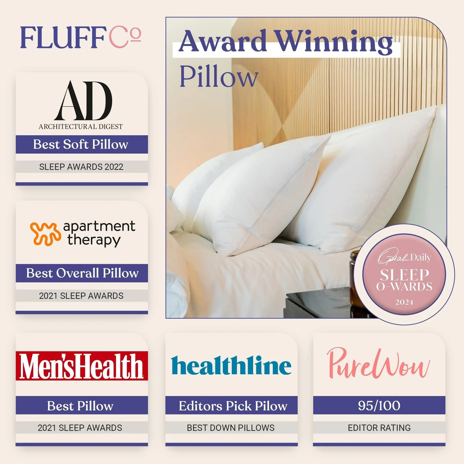 FluffCo Zen Fluff™ Down Standard/Queen Soft Pillow with 600 Fill Duck Down gallery
