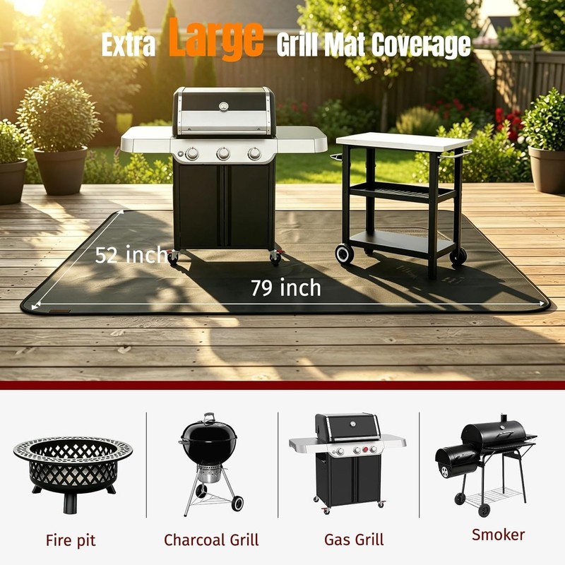 79×52" Fireproof Grill Mat for Deck Patio & Outdoor BBQ Grill Fire Resistant Mat gallery
