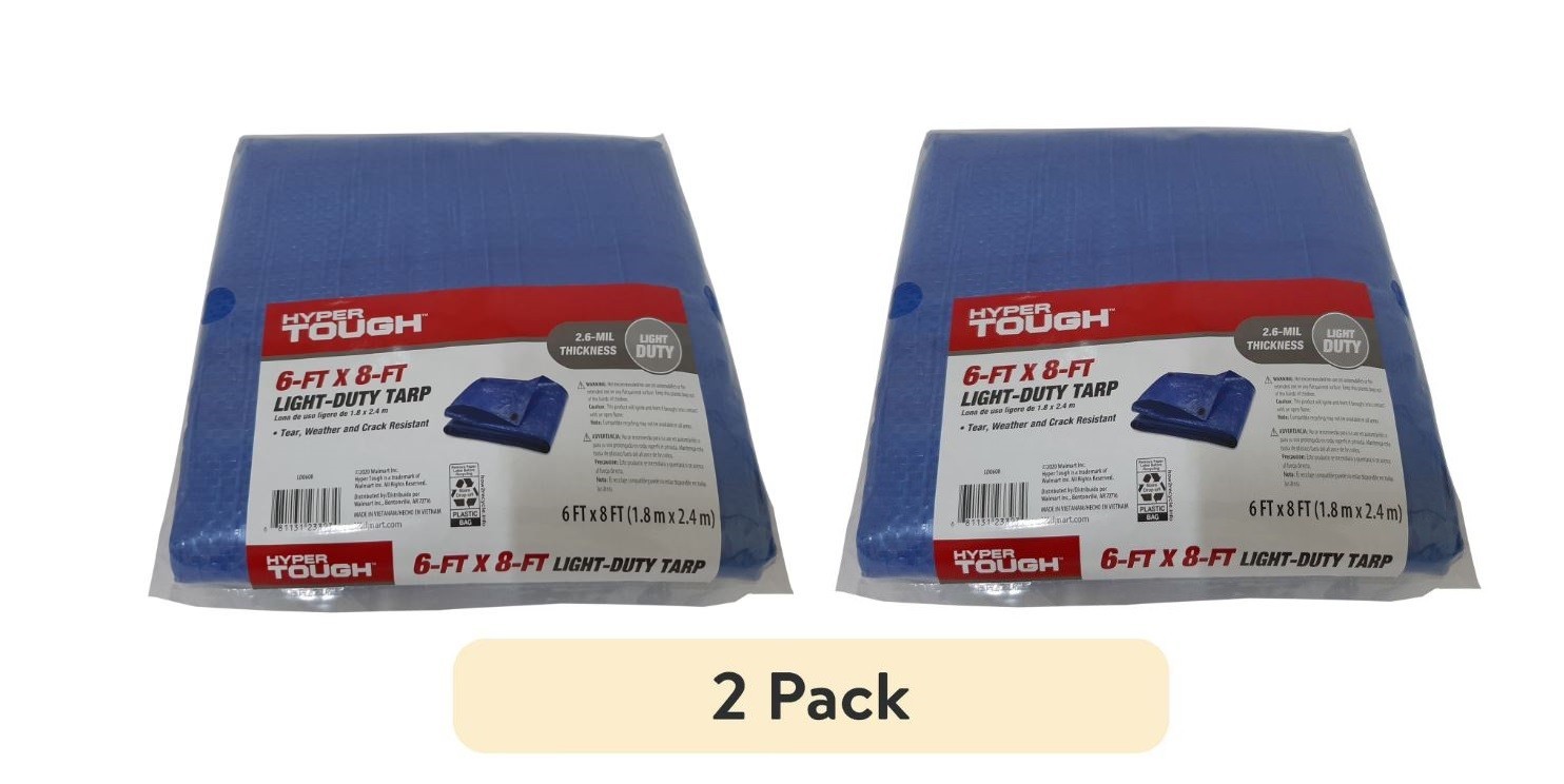 2Pack Hyper Tough Weather Resistant Light Duty 6 x 8' Polyethylene Tarp. gallery