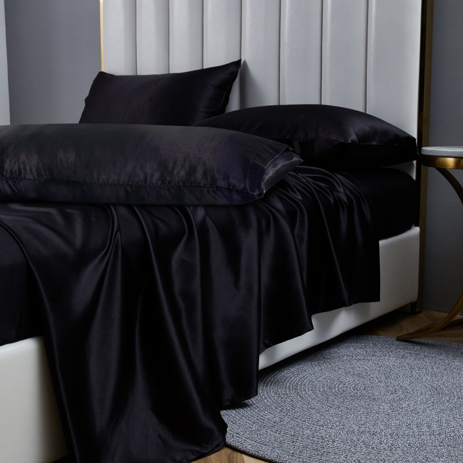 7Pcs Soft Satin Sheet Set Faux Silk Bedding Sheets Long Pillowcase Deep Pocket gallery