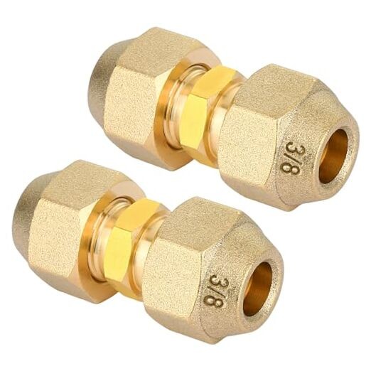 2Packs 3/8" Brass Pipe Extension Joint Connectors, Free Welding AC 3/8 Inch gallery