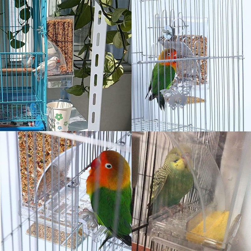 No Mess Bird Cage Feeder 2 Pack Automatic Parrot Seed Feeder Acrylic Parakeet Ca gallery