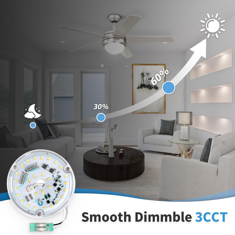 4 Inch Ceiling Fan LED Light Replacement, 18W 6000K 2200LM LED Ceiling Fan Light gallery