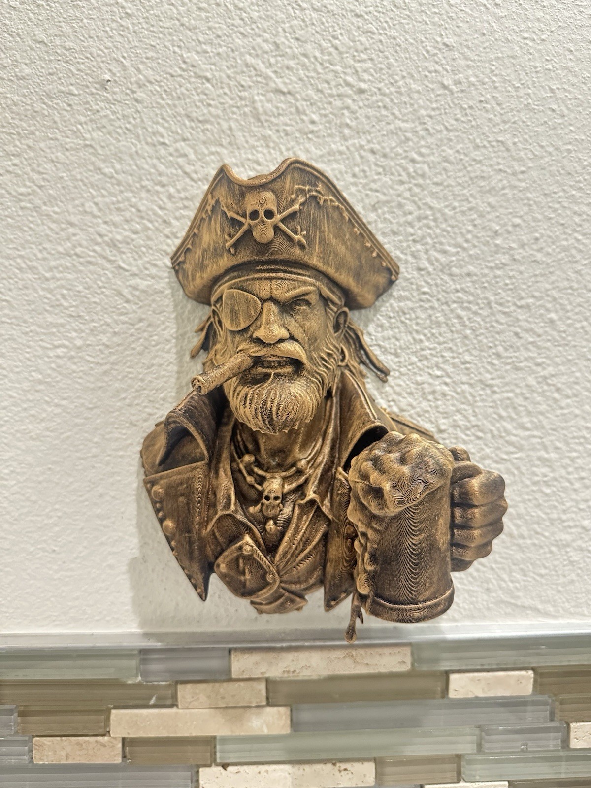 Pirate Wall Mount Skull Decor Gothic Buccaneer Nautical Bar Art Man Cave Painted gallery