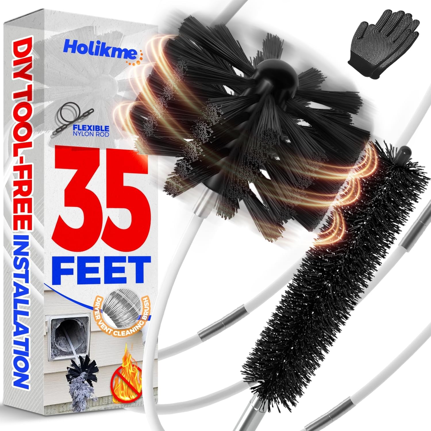35 ft Dryer Vent Cleaner Kit — Flexible Lint Brush, Drill Compatible, Deep Clean gallery