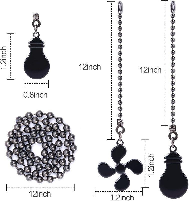 Ceiling Fan Pull Chain Set 12 In Light and Fan Pendant Extenders for Home Decor gallery