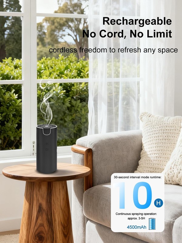 100ML Portable Essential Oil Diffuser, USB Rechargeable, Cordless with 7 LED Lig gallery