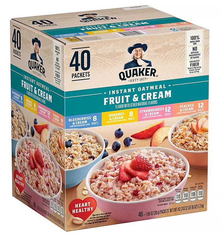Quaker Instant Oatmeal Fruit & Cream, Variety Pack, 40-count 42.3 oz gallery