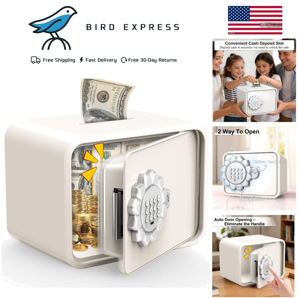 Mini Digital Safe Box with Keypad Lock and Auto Door for Cash Jewelry, Kids Gift