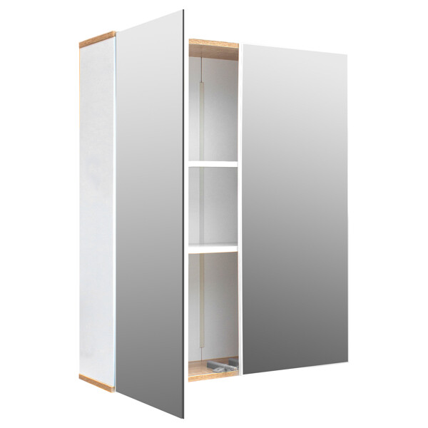 Painting Particle Board Double Mirror Door Bathroom Wall Cabinet White&Log Color gallery
