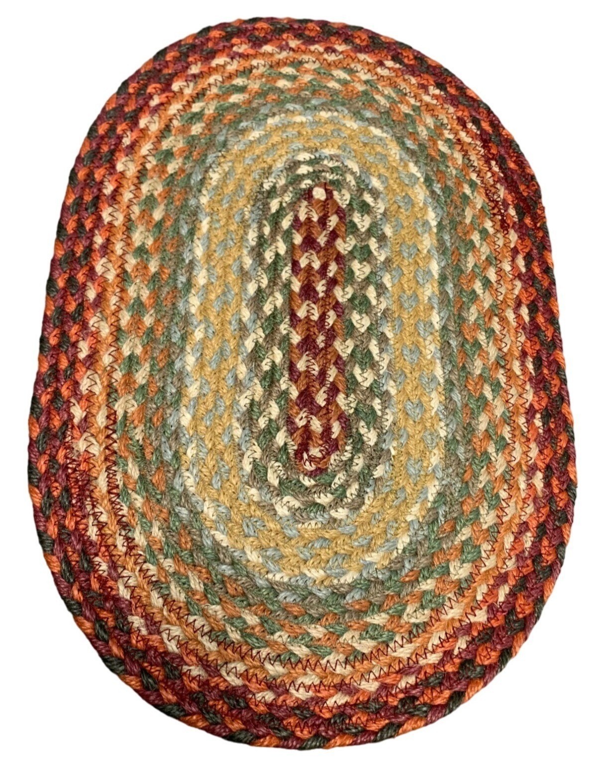Handwoven Braided Oval Table Mat - Rustic Multicolor Decor 15" x 10" gallery