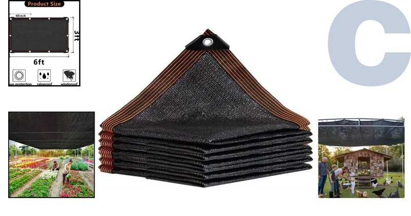 Durable 70-90% Sunblock Shade Cloth - Lightweight & Easy to Hang, 3'x6' gallery
