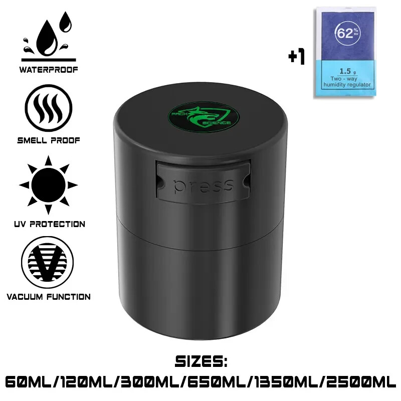 Pack Science Vacuum Herb Spice Jar Container Air Tight Smell UV Proof Plastic gallery