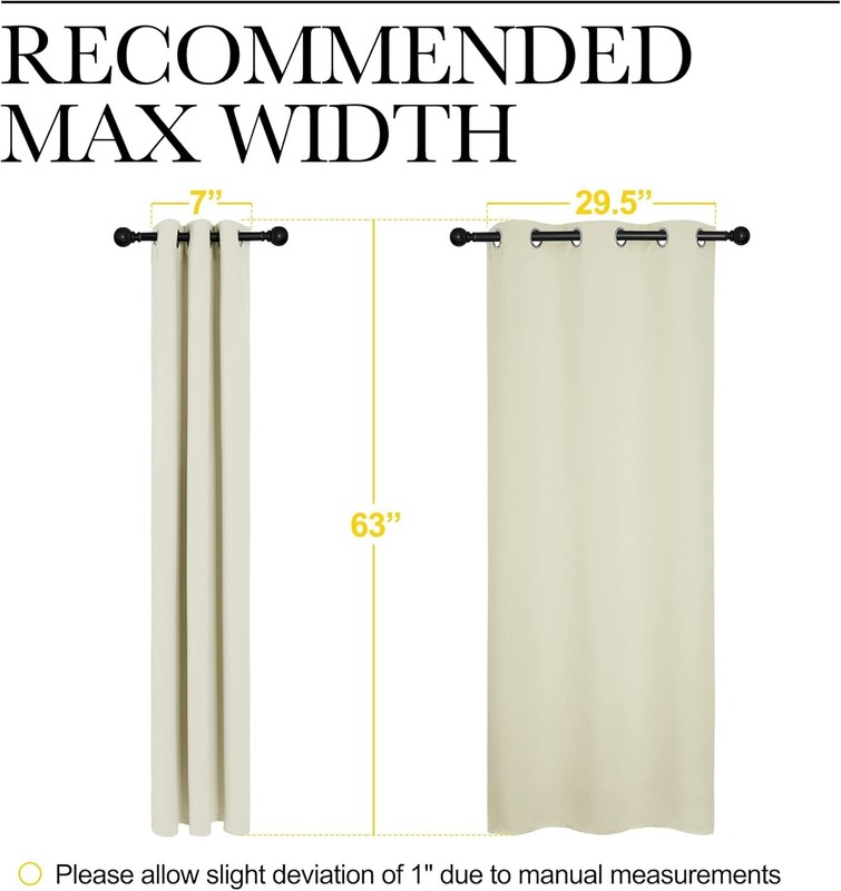 2 PCS Beige 63"L x 34"W Solid Grommet Privacy Darkening Curtains For Bedroom gallery