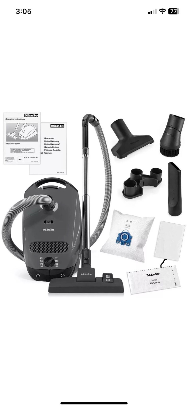 Miele Classic C1 Pure Suction PowerLine Graphite Gray Canister Vacuum Cleaner gallery