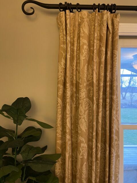 Pottery Barn Alessandra Drapes Set 2 Honey Gold 84 Floral Farmhouse Rare More+🦩 gallery