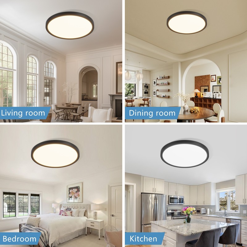 6 Pack 12 Inch 5CCT LED Ceiling Light Flush Mount Dimmable Fixture Black 2880LM gallery
