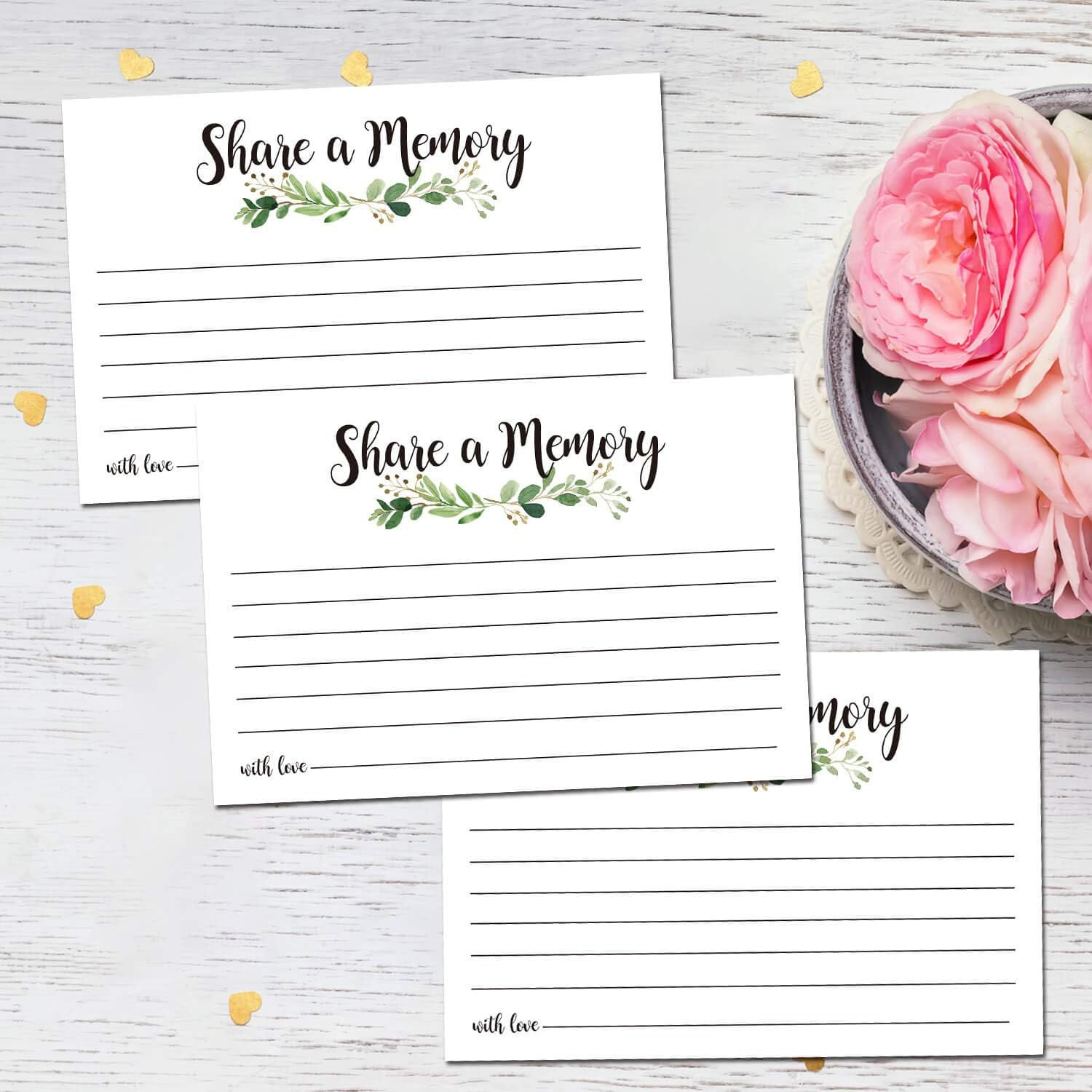 Greenery Share a Memory Cards, Funeral Guest Book, Memory Card for Celebration o gallery