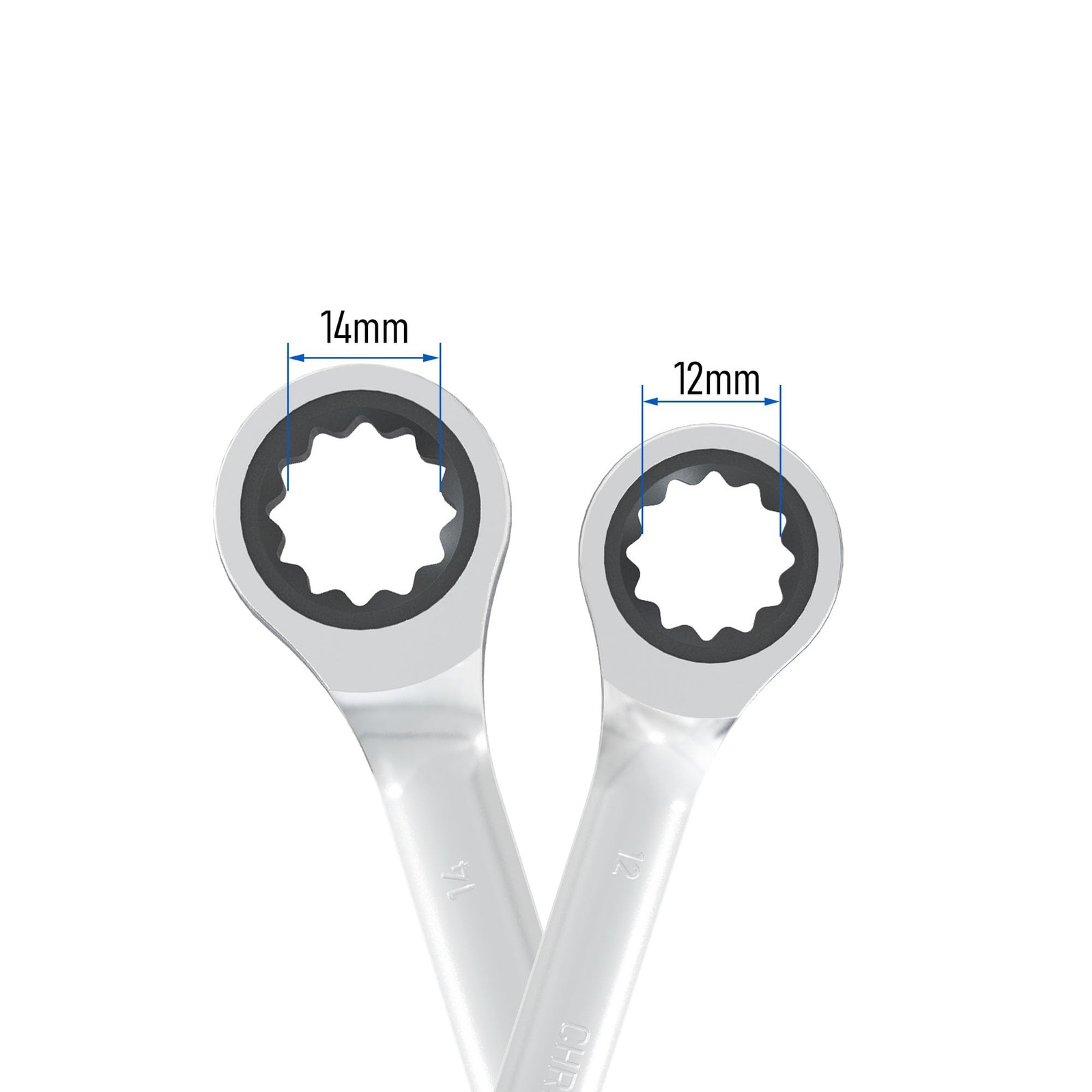 12mm x 14mm Double Box End Ratcheting Wrench Metric 72 Teeth 12 Point Spanner gallery
