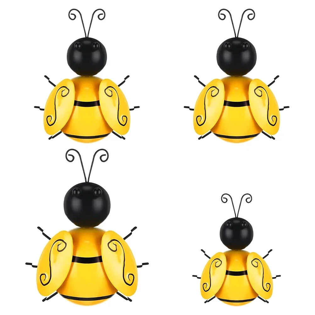 Decorative Metal Bumble Bee Garden Accents - Lawn Ornaments - Set of 4 gallery