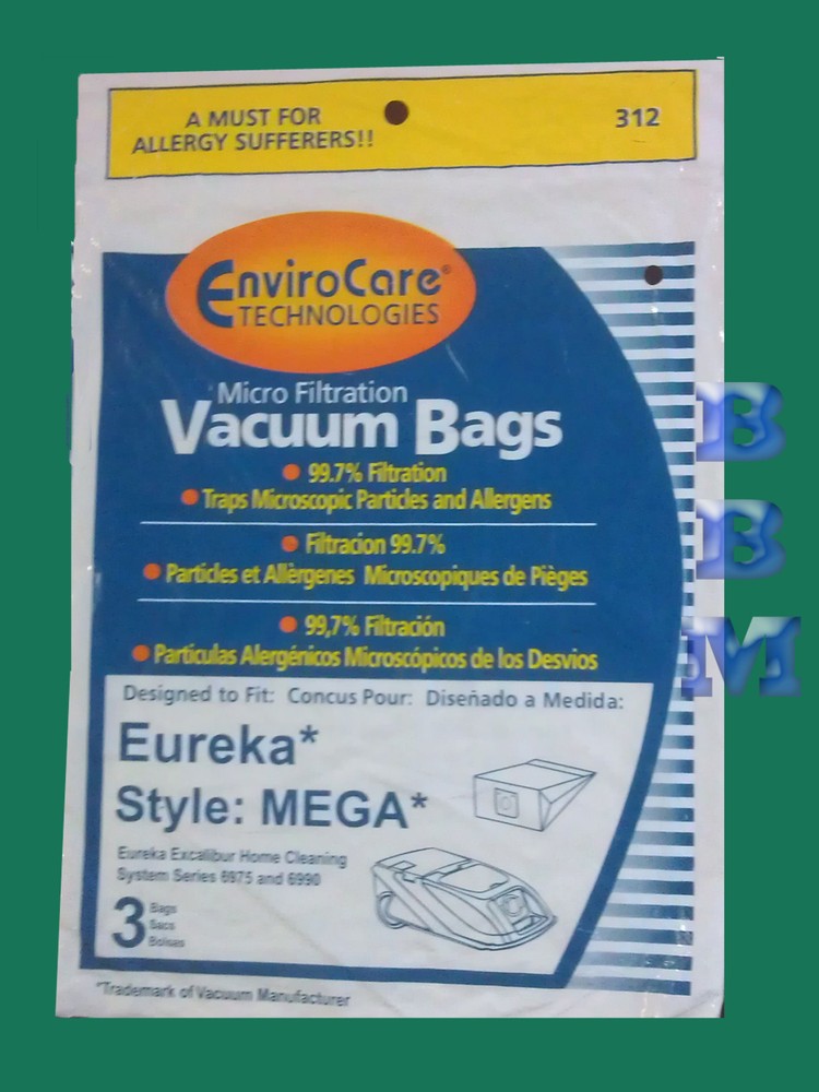 3 Eureka MEGA 58624A Allergy Vacuum Cleaner Bags Excalibur Powerteam 6975 6990