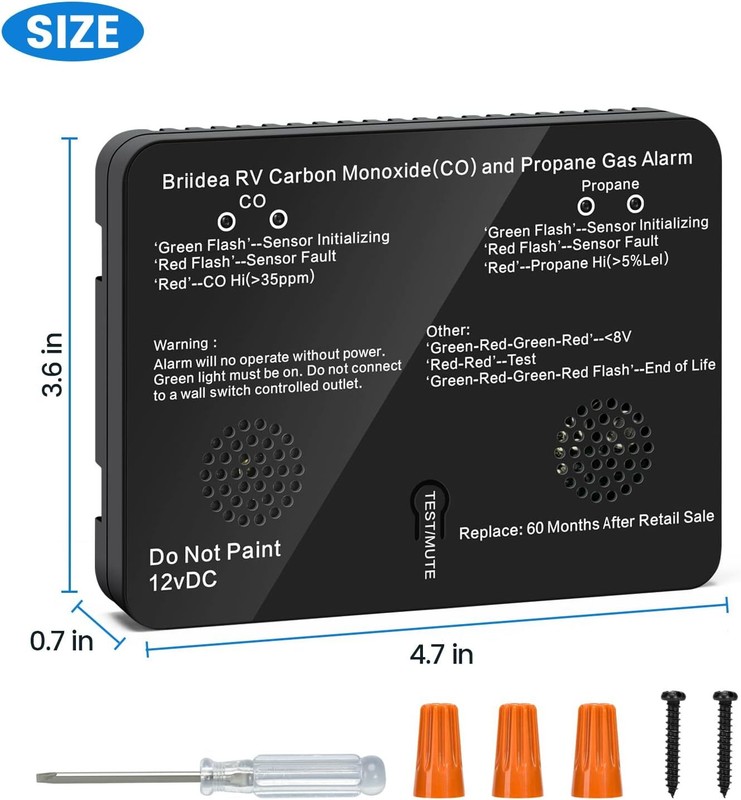 Briidea Dual LP/CO Alarm with Separate LED Indicator Light, 100dB Loud Alarm gallery